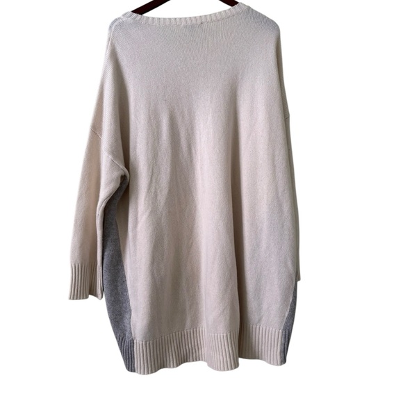 Eileen Fisher Cashmere Blend Oversized Two Tone Cream Gray Sweater Size Large/XL - Picture 4 of 9